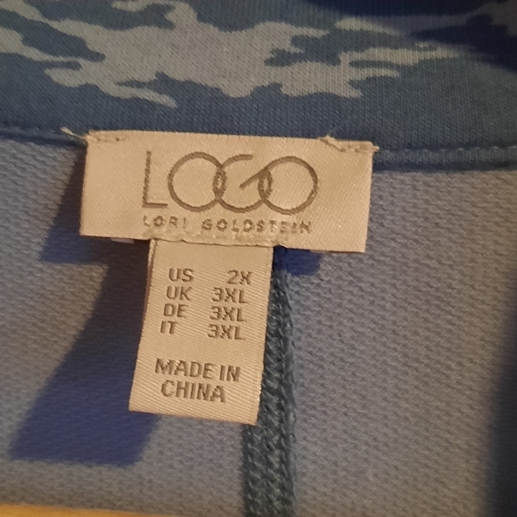 LOGO by Lori Goldstein Camo Blazer Size 2X Blue One Button‎ Stretch Pockets - Picture 4 of 12